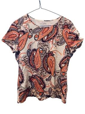 Woman’s Large Croft & barrow Cream Paisley Short Sleeve Tee